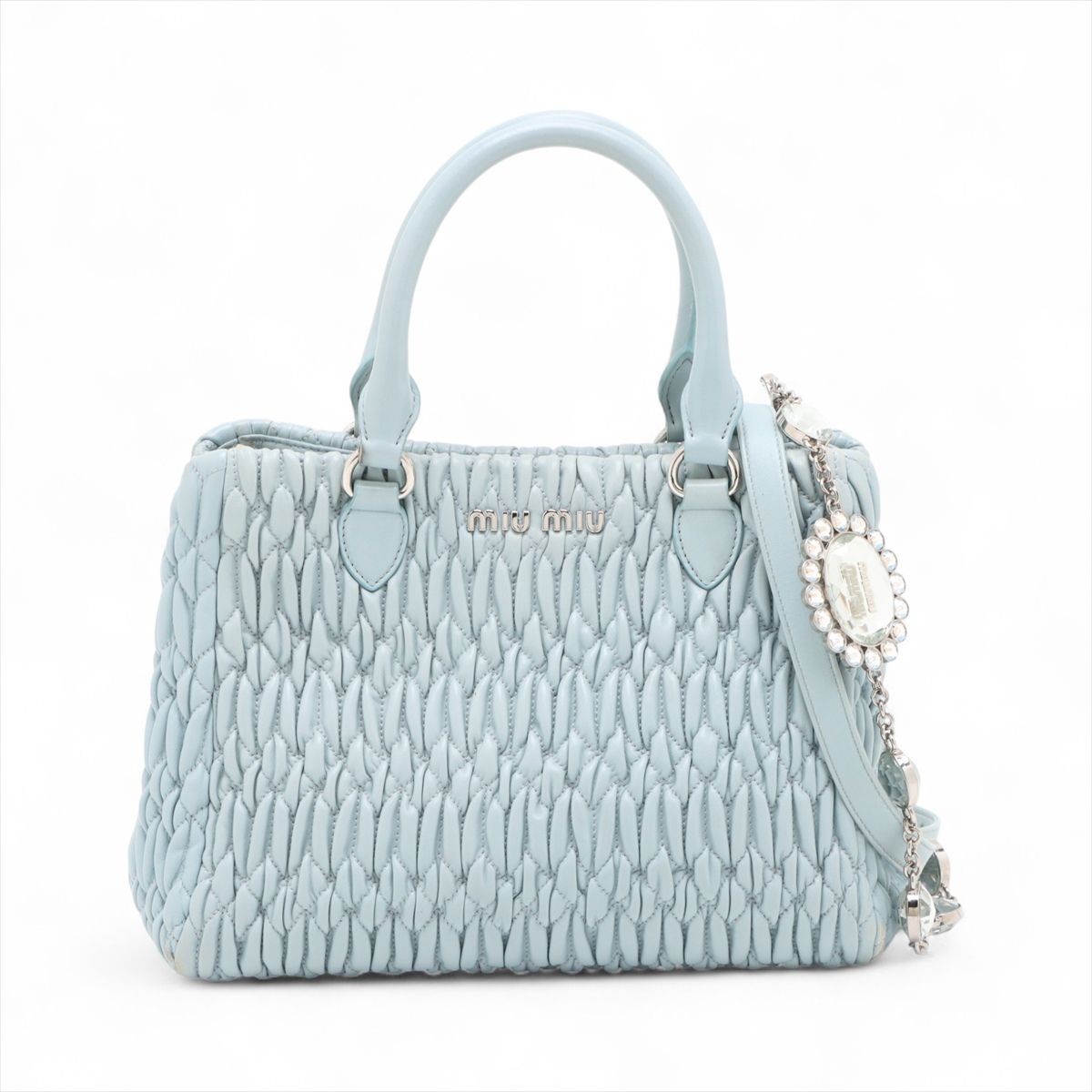 kaenaさま専用です　美品♡miumiu ナッパクリスタルバッグ ミュウミュウナッパクリスタル 3WAYバッグ ブラック シルバー金具
