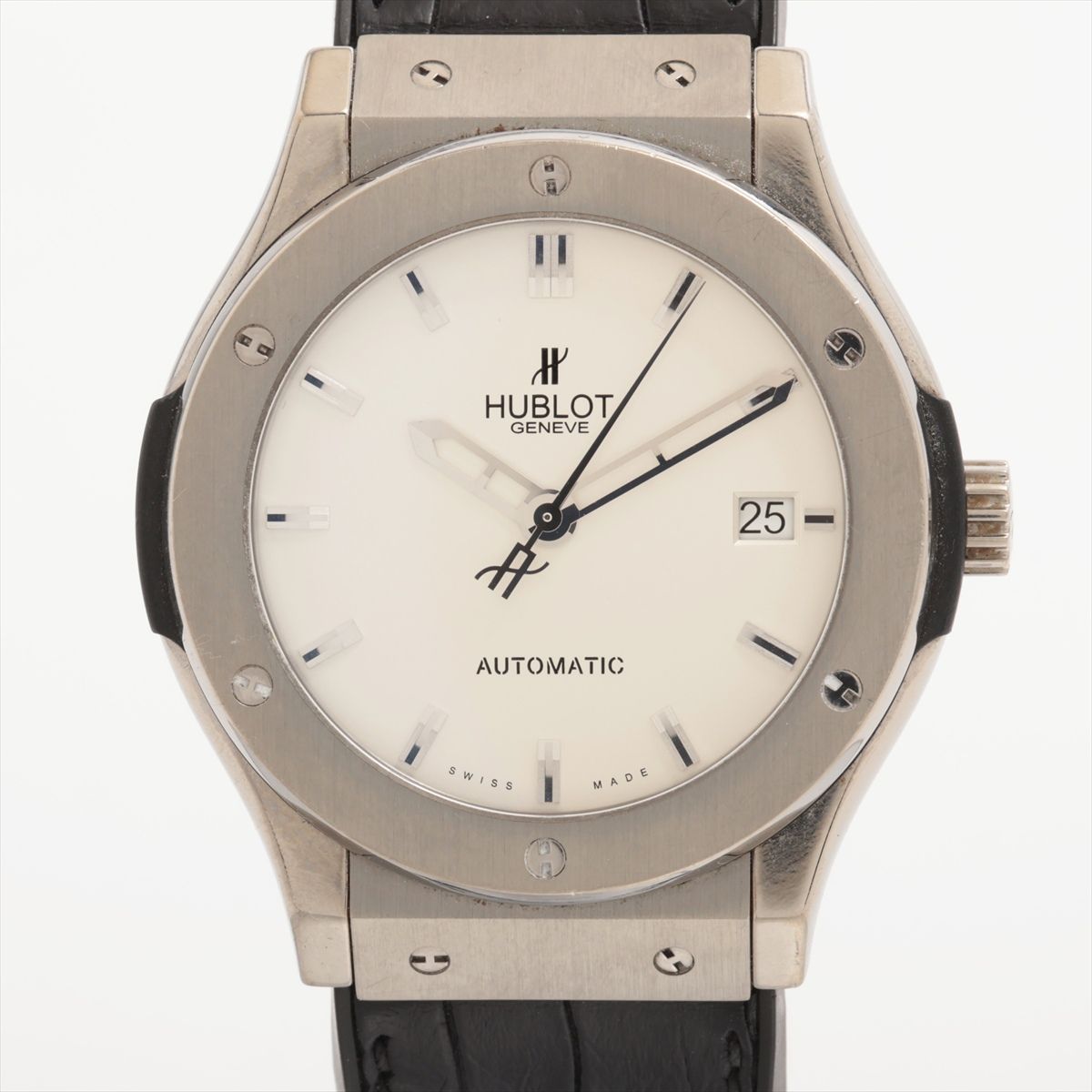 HUBLOT - 【中古】ウブロ クラシックフュージョン TI×ジルコニウム SS×革×ラバー AT シルバー文字盤 511.ZX.2610.LR