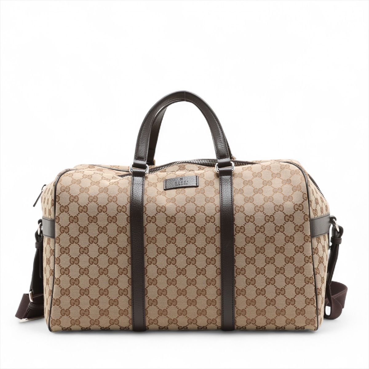 GUCCI - 【中古】グッチ GGキャンバス キャンバス×レザー 2WAYボストンバッグ ベージュ 449167 アウトレット
