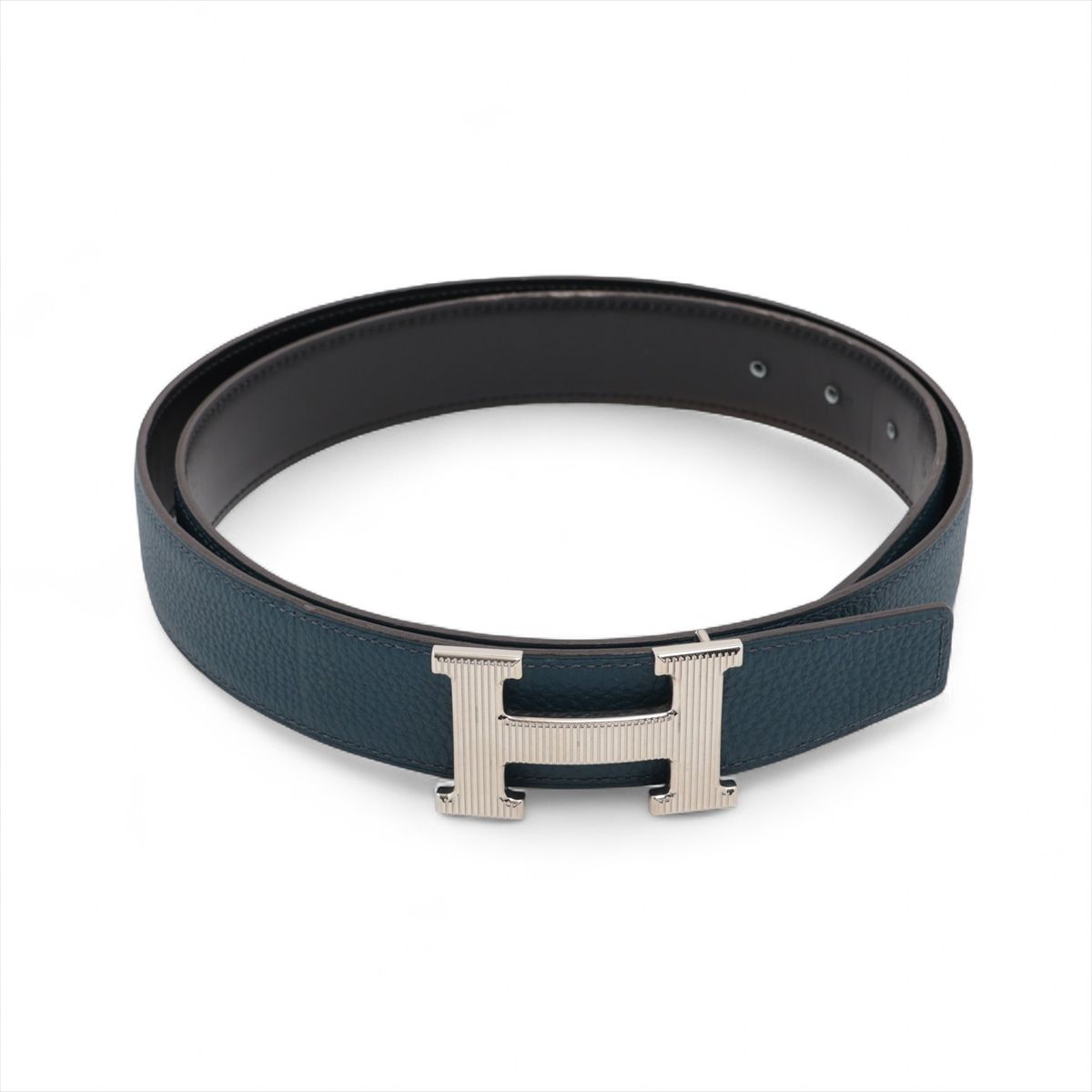 HERMES - 【中古】エルメス Hストリエ T:2015 ベルト 95 GP×革 ブラック×ネイビー