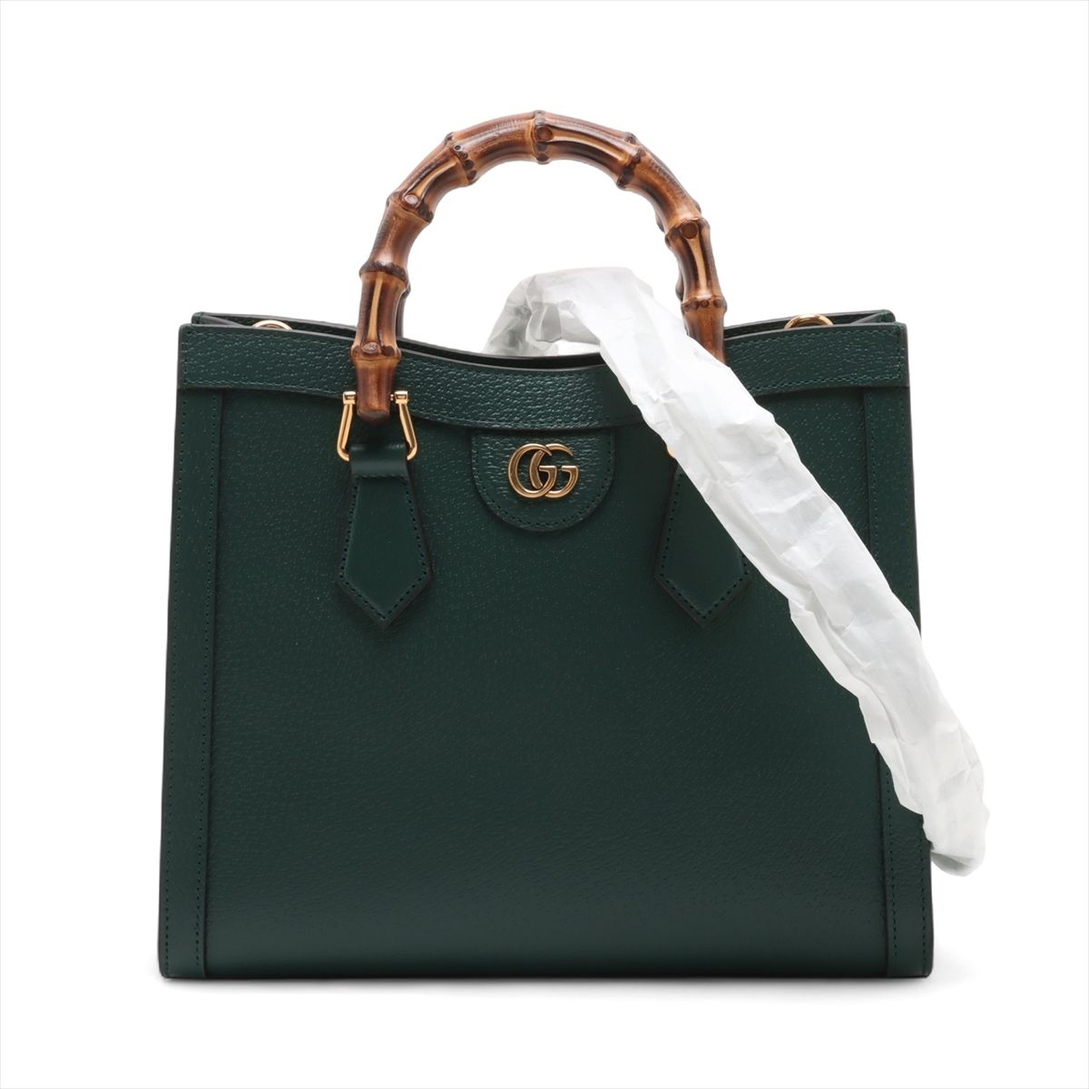 GUCCI - 【中古】グッチ バンブー ダイアナ レザー 2WAYハンドバッグ グリーン 702721