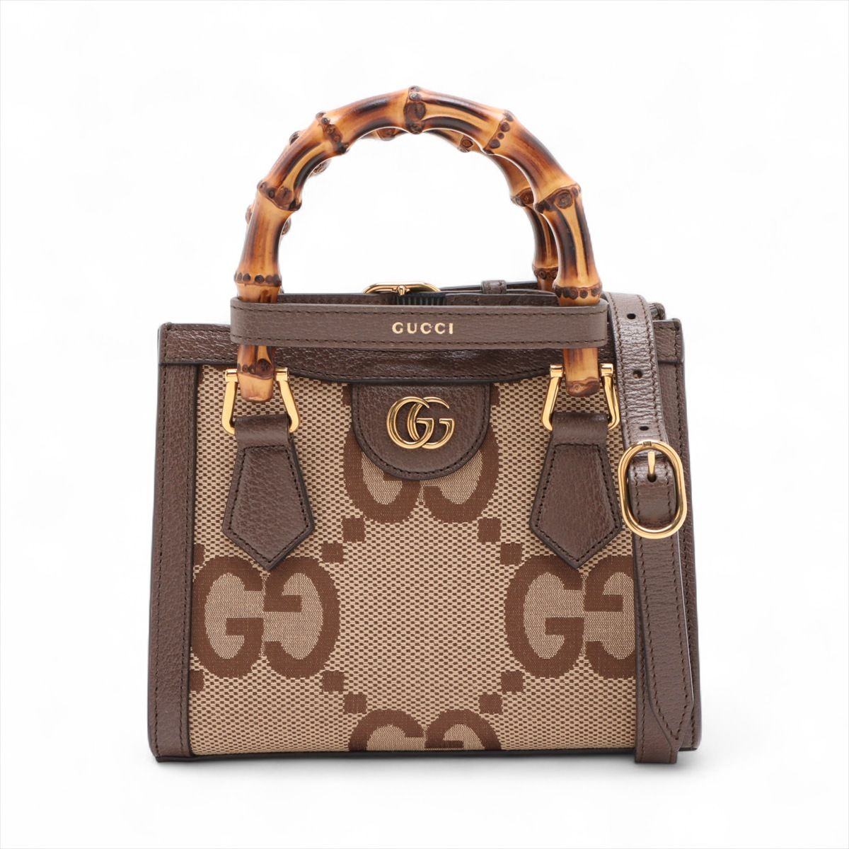 GUCCI - 【中古】グッチ バンブー ダイアナ キャンバス×レザー 2WAYハンドバッグ ブラウン 655661