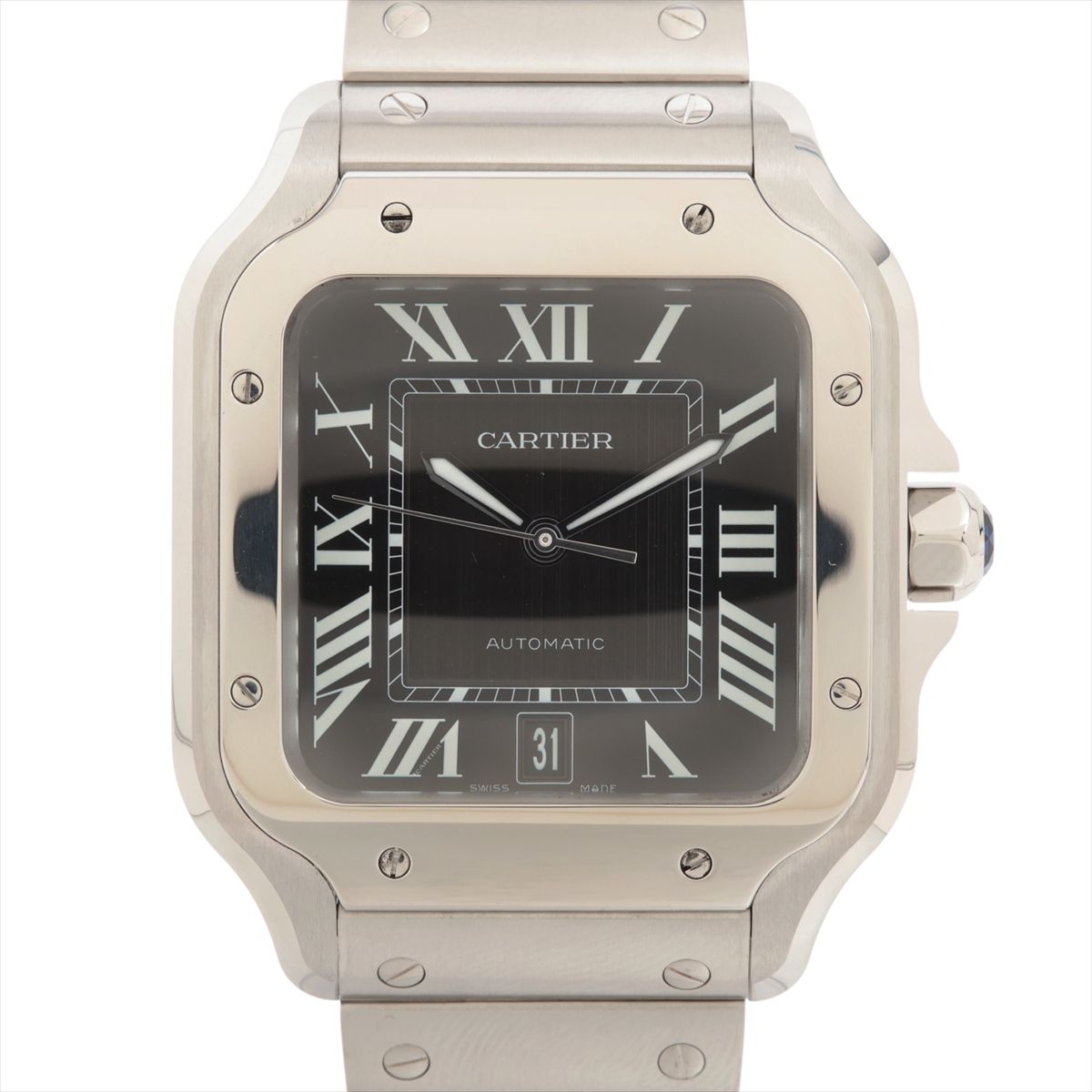【中古】カルティエ サントス ドゥ カルティエ LM WSSA0096 SS SS AT ブラック文字盤