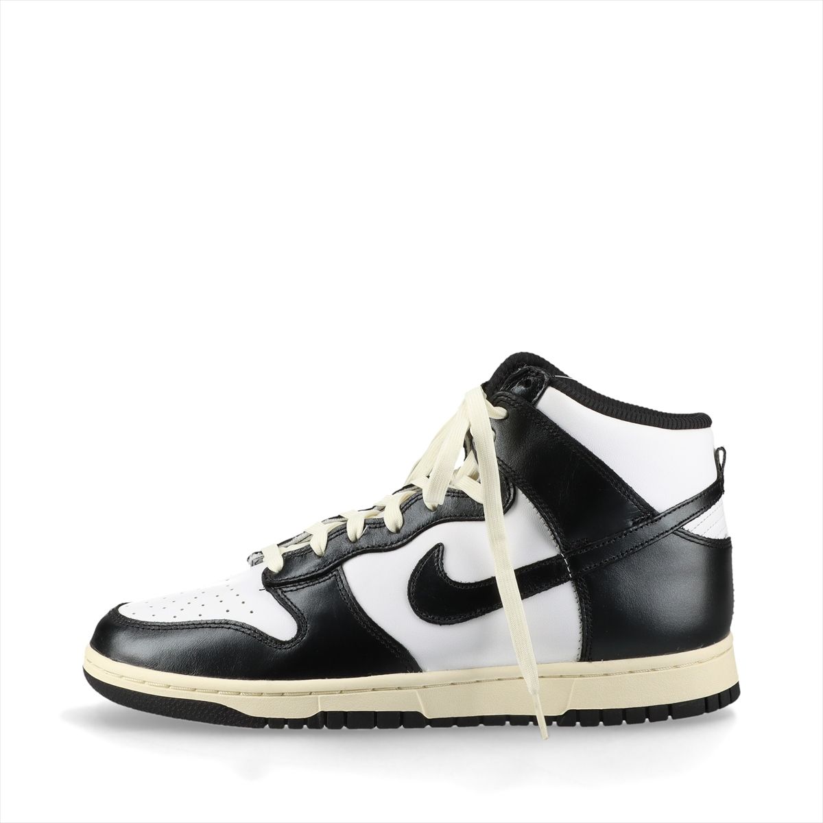 乐天商城 - 【中古】ナイキ DUNK HIGH 22年 レザー ハイカットスニーカー 28cm ユニセックス ホワイト×ブラック DQ8581-100 エイジング加工