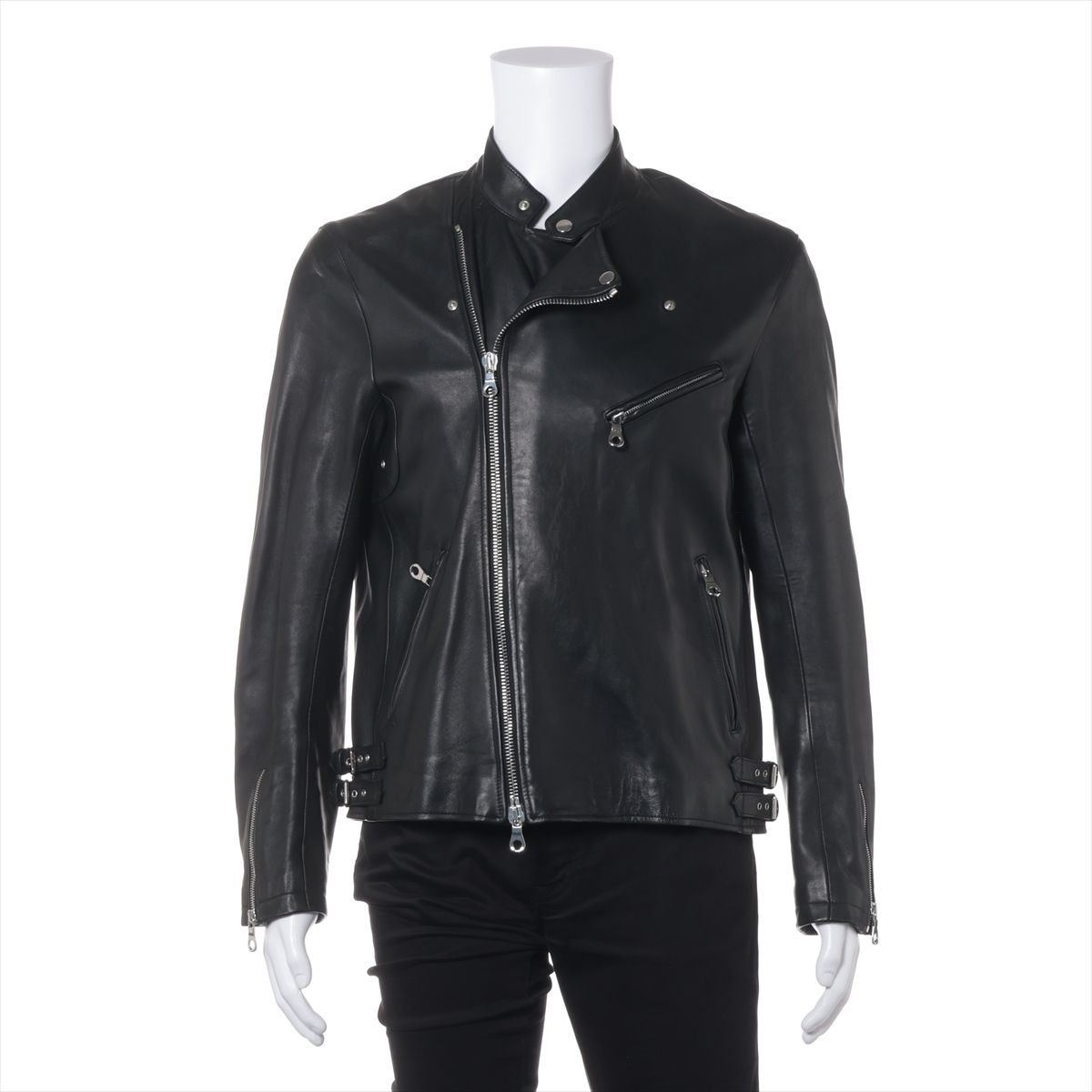 Leather - 【中古】チンクアンタ レザー ライダースジャケット 52 メンズ ブラック H-517 羊革 スレあり