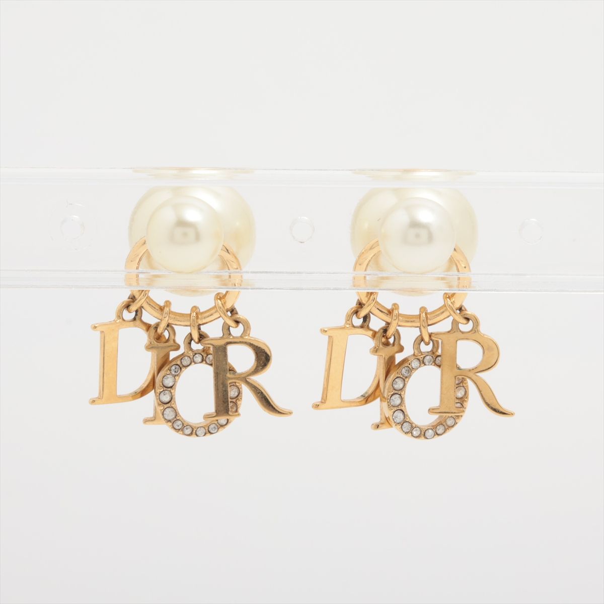 【中古】ディオール Dior Tribales ディオール トライバル ピアス(両耳用) GP×ラインストーン×フェイクパール ゴールド