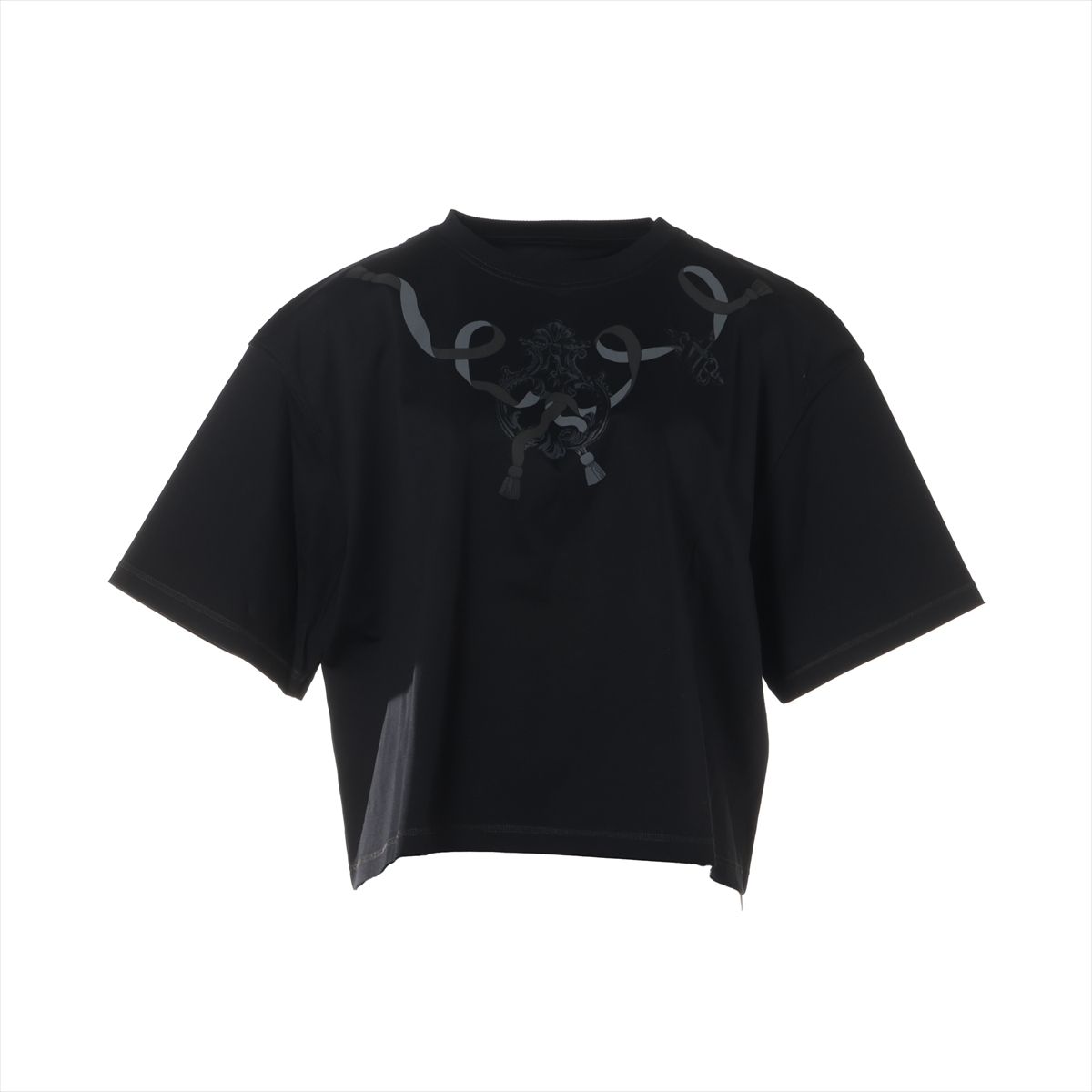 樂天商城 - 【中古】エルメス 26年 コットン Tシャツ 42 レディース ブラック 6E4638DC カルトゥッシュ フェロヌリー クロップド