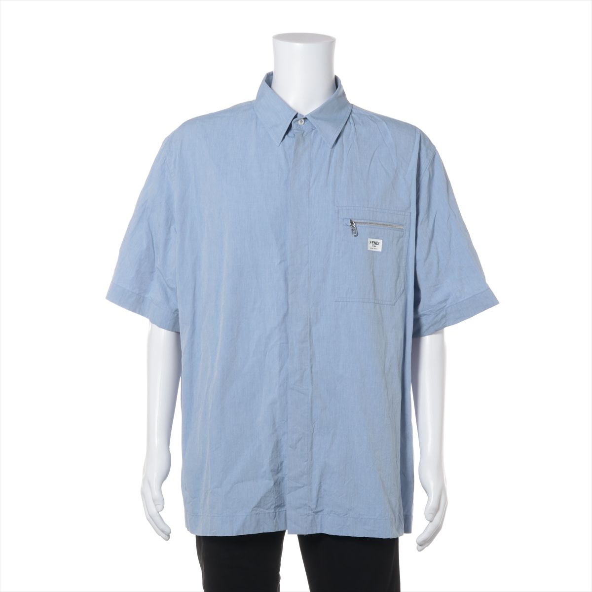 樂天商城 - 【中古】フェンディ 24年 コットン Tシャツ 43 メンズ ブルー FS1286 ガーメント ハンガー付き