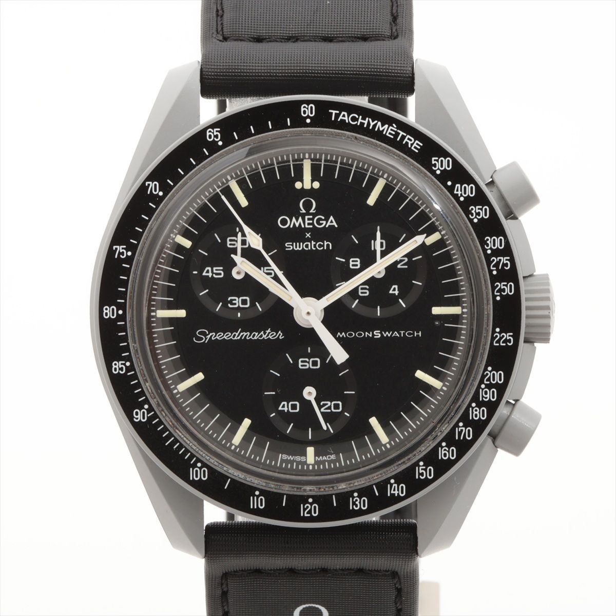 乐天商城 - 【中古】オメガ×スウォッチ スピードマスター ミッション トゥ ザ ムーン SO33M100 CE CE×ナイロン QZ ブラック文字盤