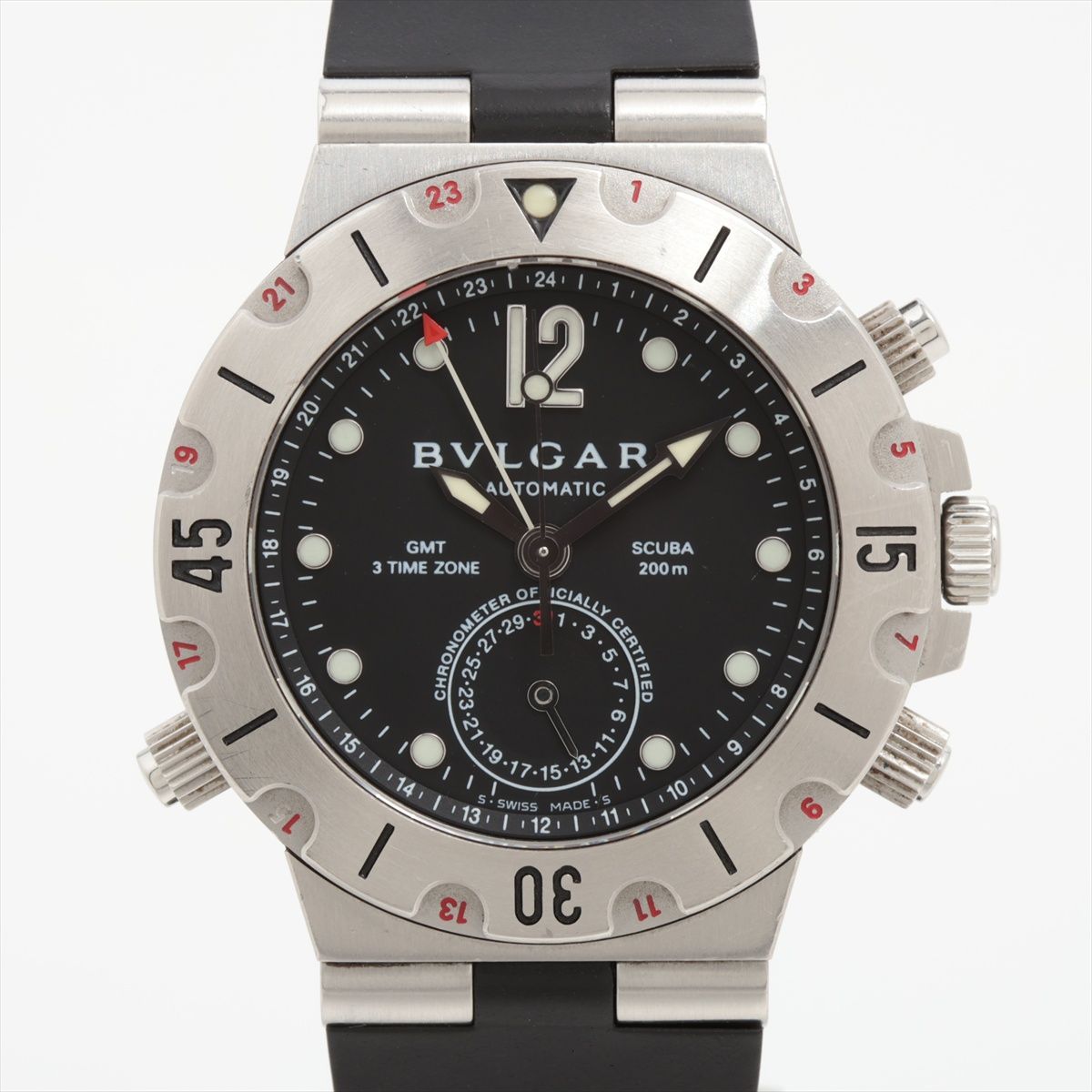 Other - 【中古】ブルガリ ディアゴノ GMT SD38SGMT SS SS×ラバー AT ブラック文字盤