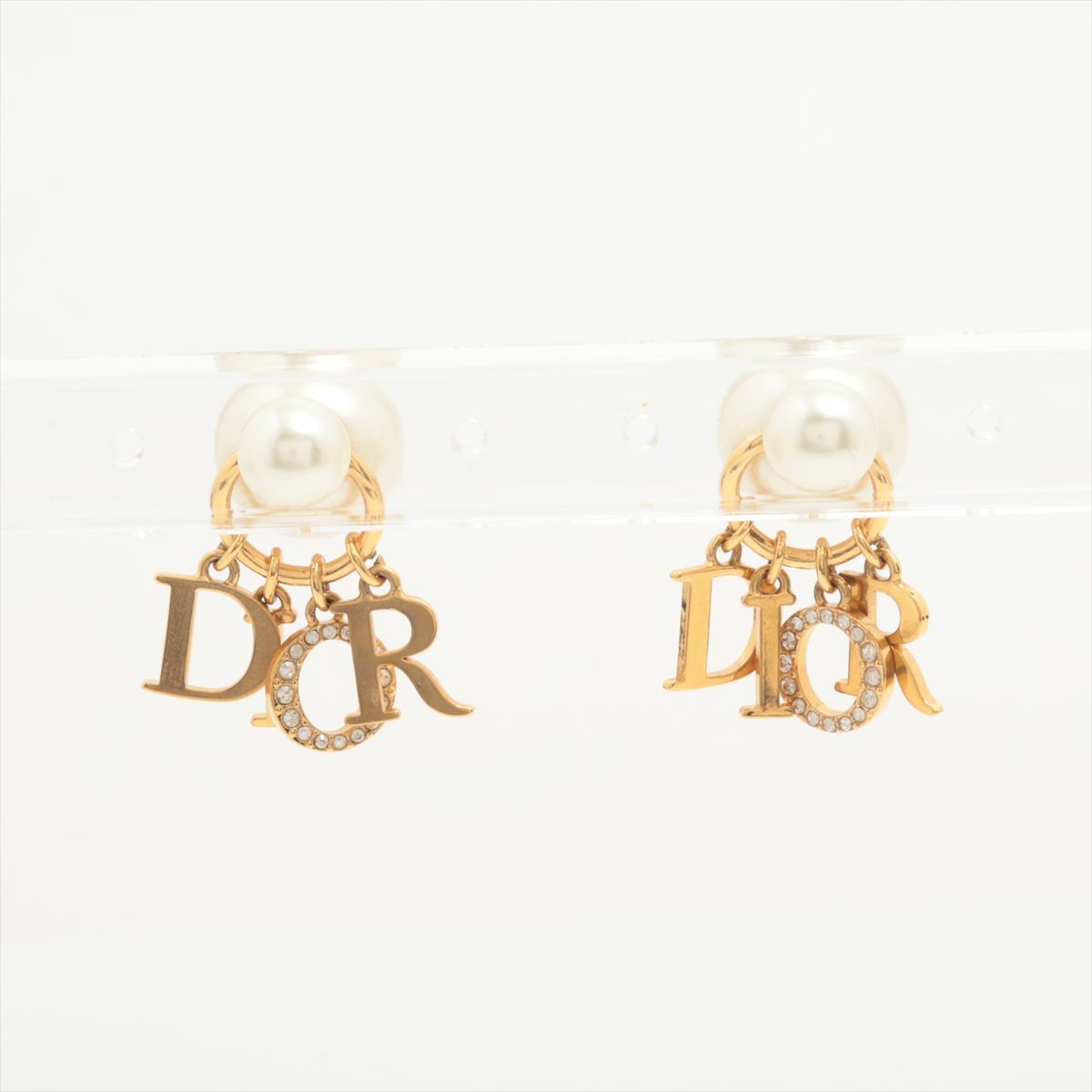 【中古】ディオール Dior Tribales ディオール トライバル ピアス(両耳用) GP×ラインストーン×フェイクパール ゴールド