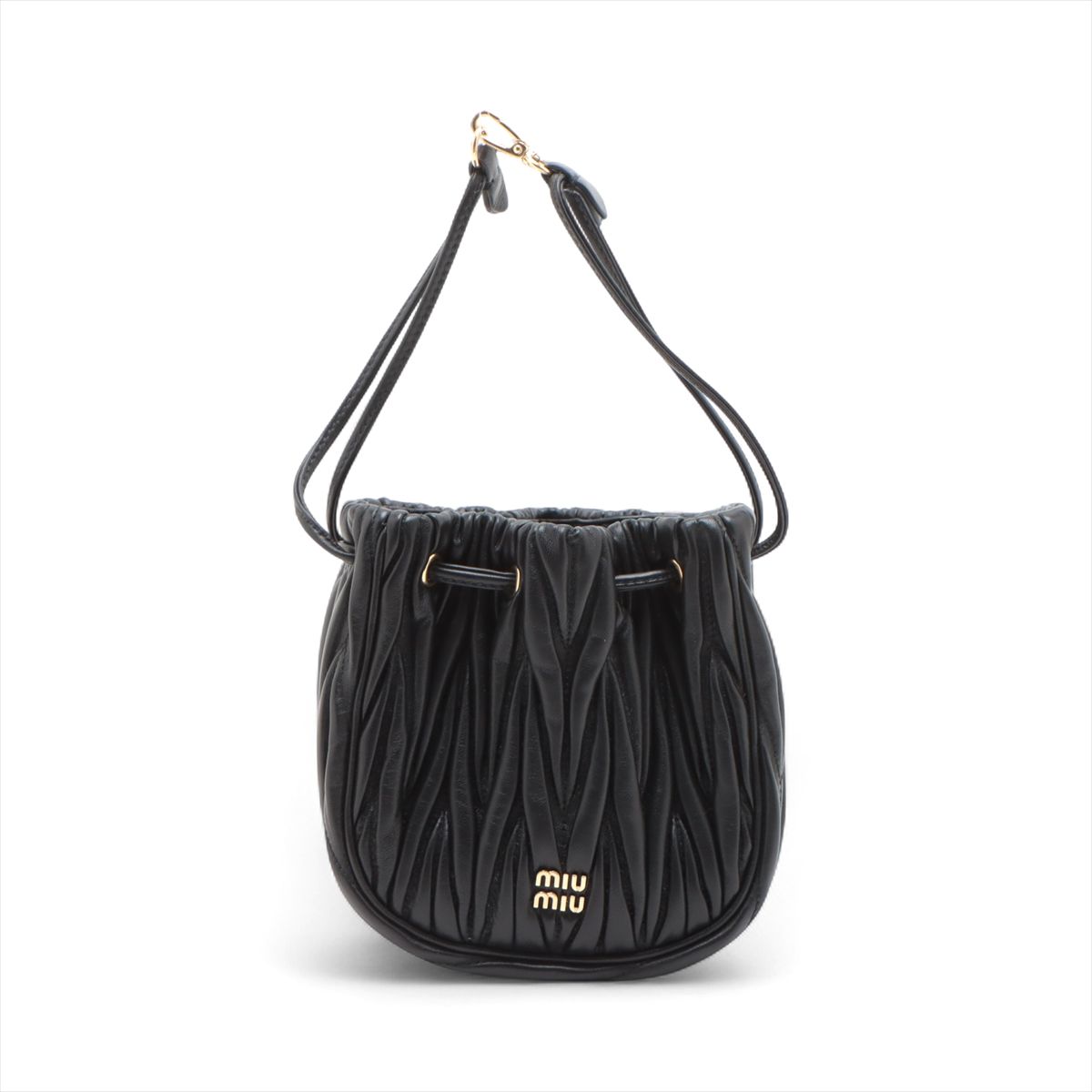 Miumiu - 【中古】ミュウミュウ マテラッセ レザー ハンドバッグ ブラック