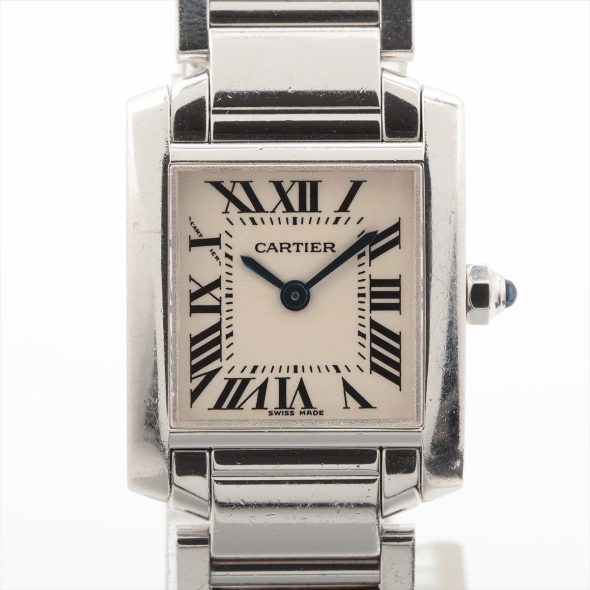 【中古】カルティエ タンクフランセーズ W50012S3 WG WG QZ シルバー文字盤