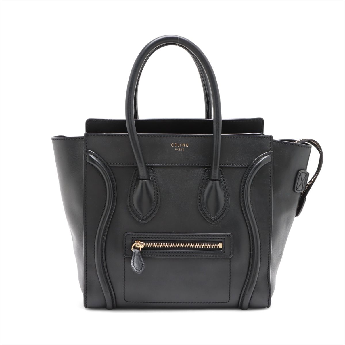 CELINE - 【中古】セリーヌ ラゲージ マイクロショッパー レザー ハンドバッグ ブラック