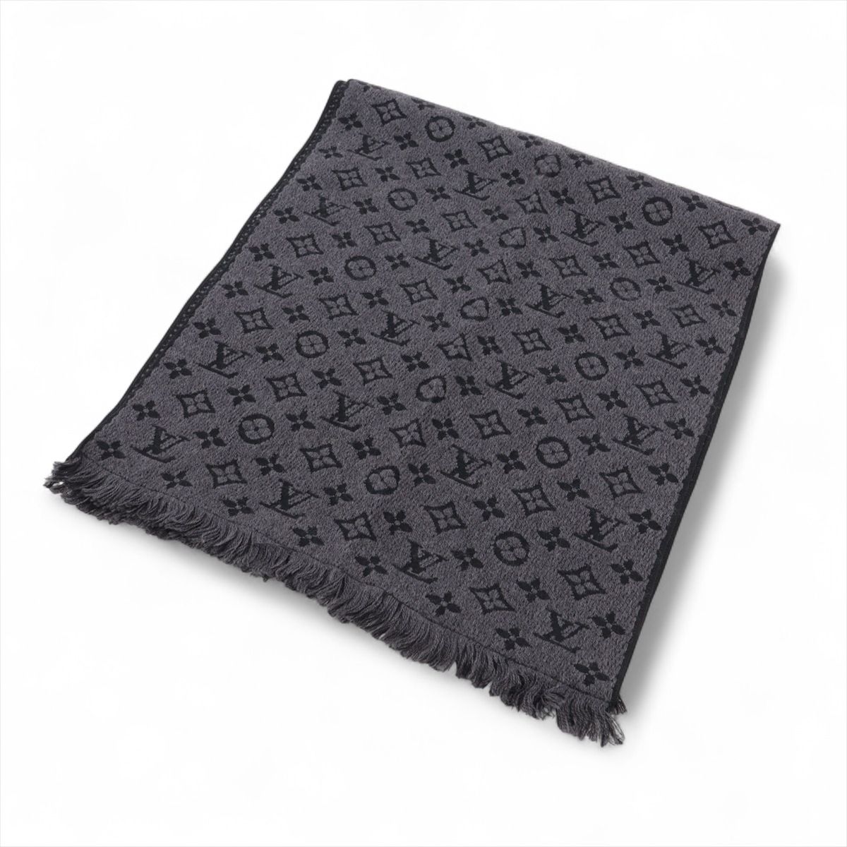 LOUIS VUITTON - 【中古】ヴィトン M78526 エシャルプ モノグラム クラシック IS0230 マフラー ウール ブラック