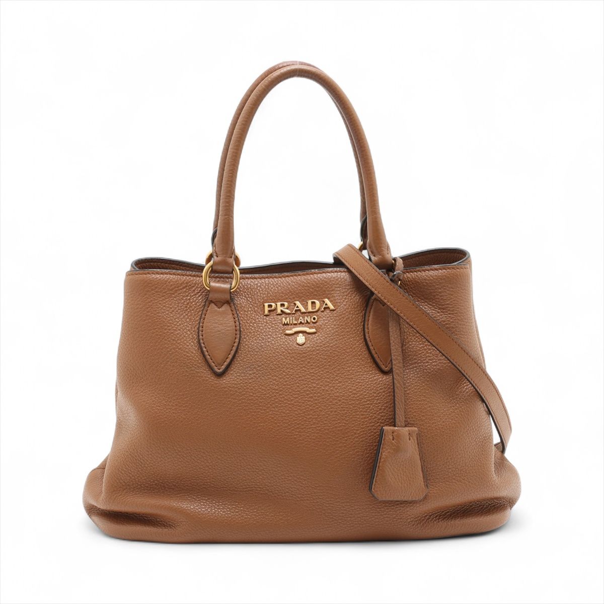 PRADA - 【中古】プラダ ヴィッテロフェニックス レザー 2WAYハンドバッグ ブラウン 1BA058