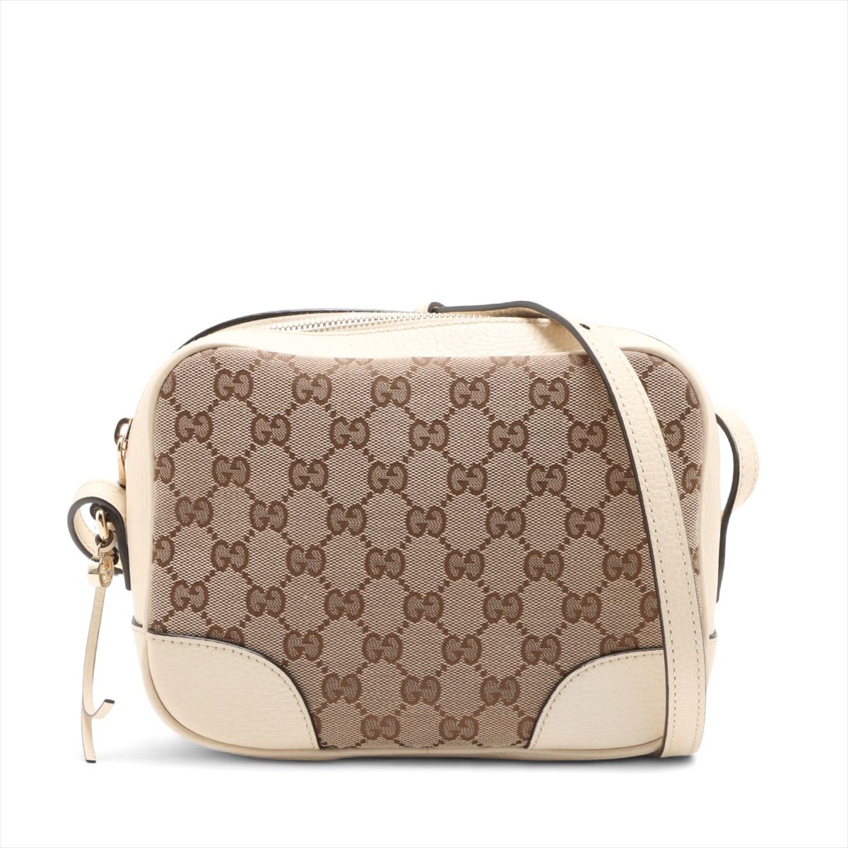 GUCCI - 【中古】グッチ GGキャンバス キャンバス×レザー ショルダーバッグ ベージュ 449413 アウトレット