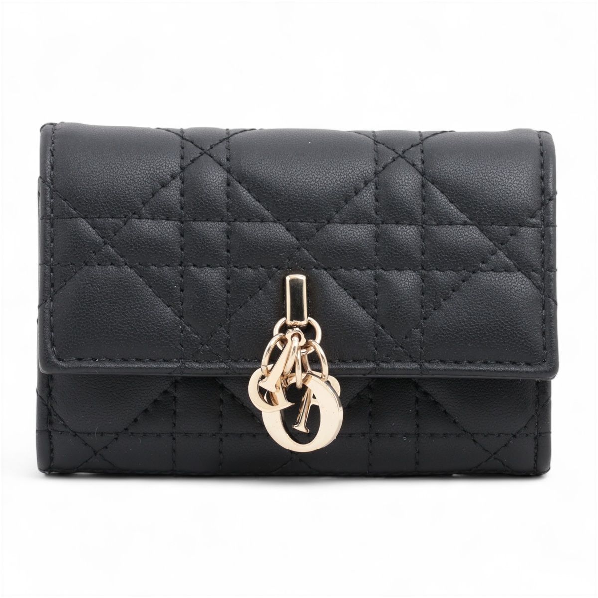 CHRISTIAN DIOR - 【中古】ディオール レディディオール カナージュ レザー コインケース ブラック
