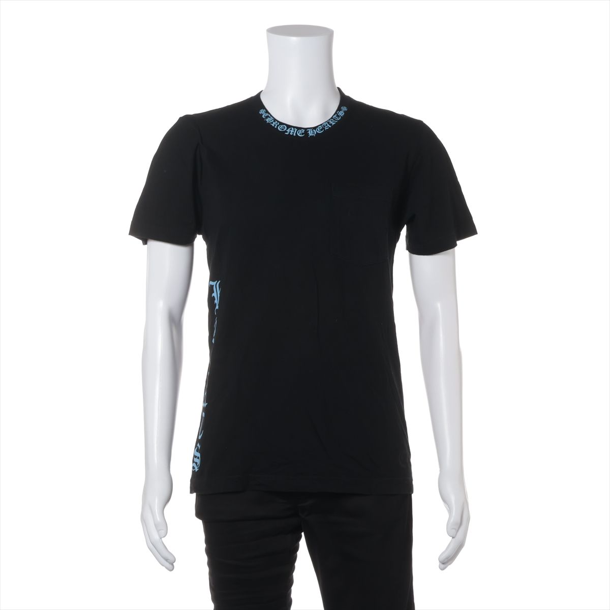 樂天商城 - 【中古】クロムハーツ Tシャツ コットン サイズM ブラック×ブルー ネックロゴ ヨゴレ プリント割れ ニオイあり