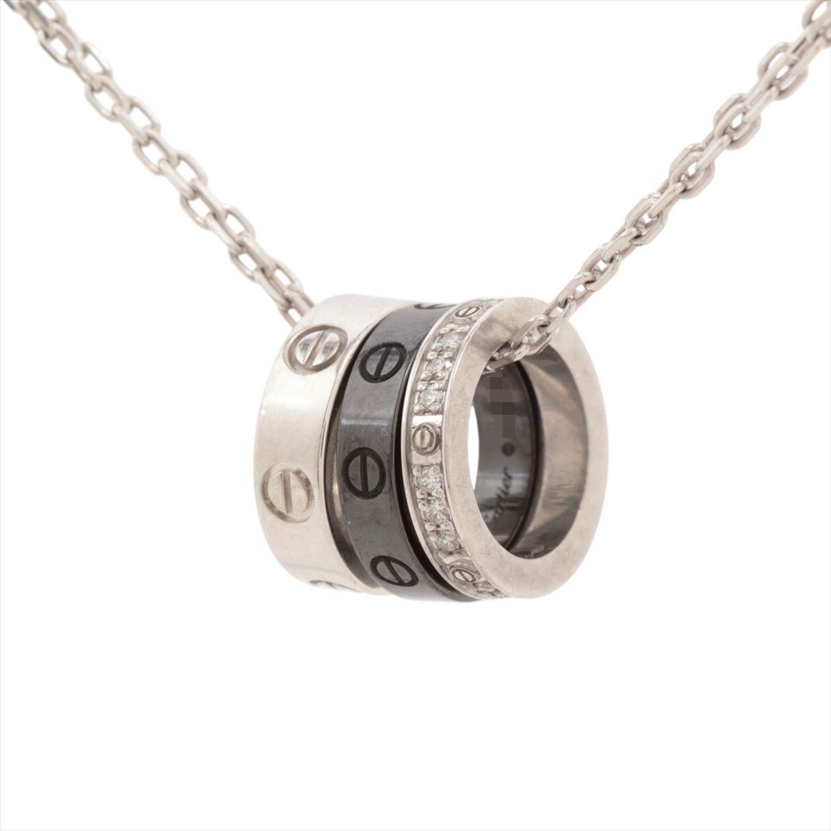 樂天商城 - 【中古】カルティエ ラブ スリーフープ ダイヤ ネックレス 750(WG)×セラミック 8.0g