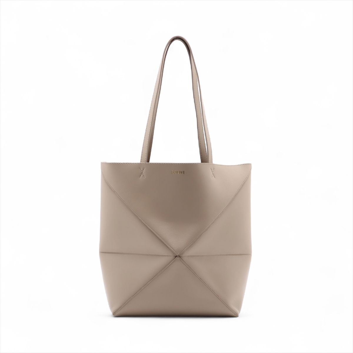 LOEWE - 【中古】ロエベ パズルフォルド ミディアム レザー トートバッグ グレージュ