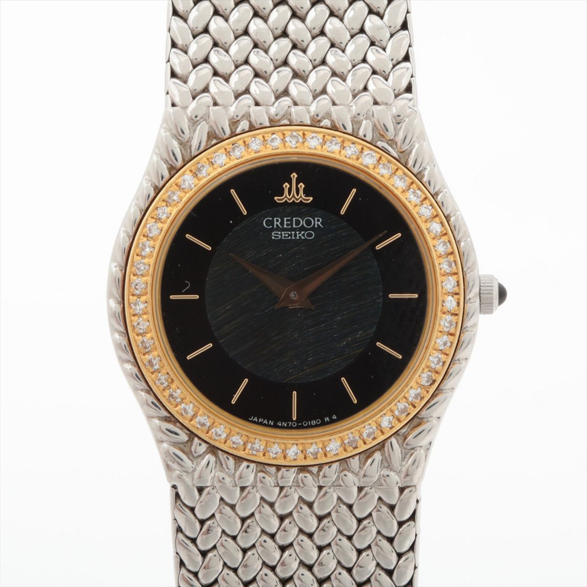 FRANCK MULLER - 【中古】セイコー クレドール 4N70-0170 SS×YG SS QZ ブラック文字盤