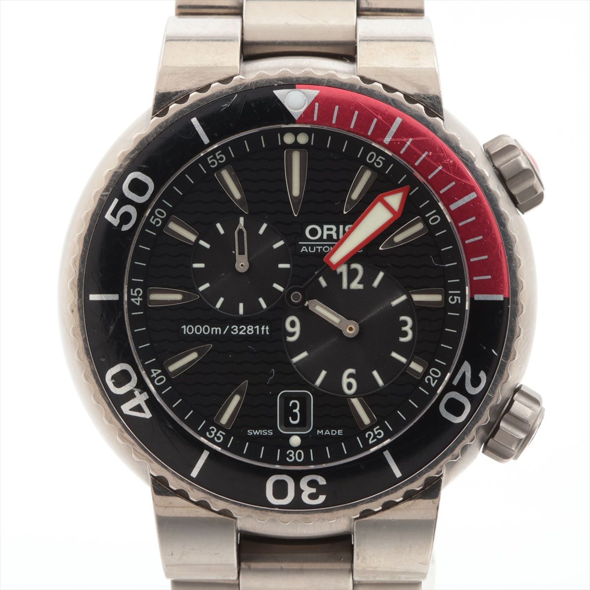 【中古】オリス レギュレーター 01 649 7541 7164 TI TI AT ブラック文字盤