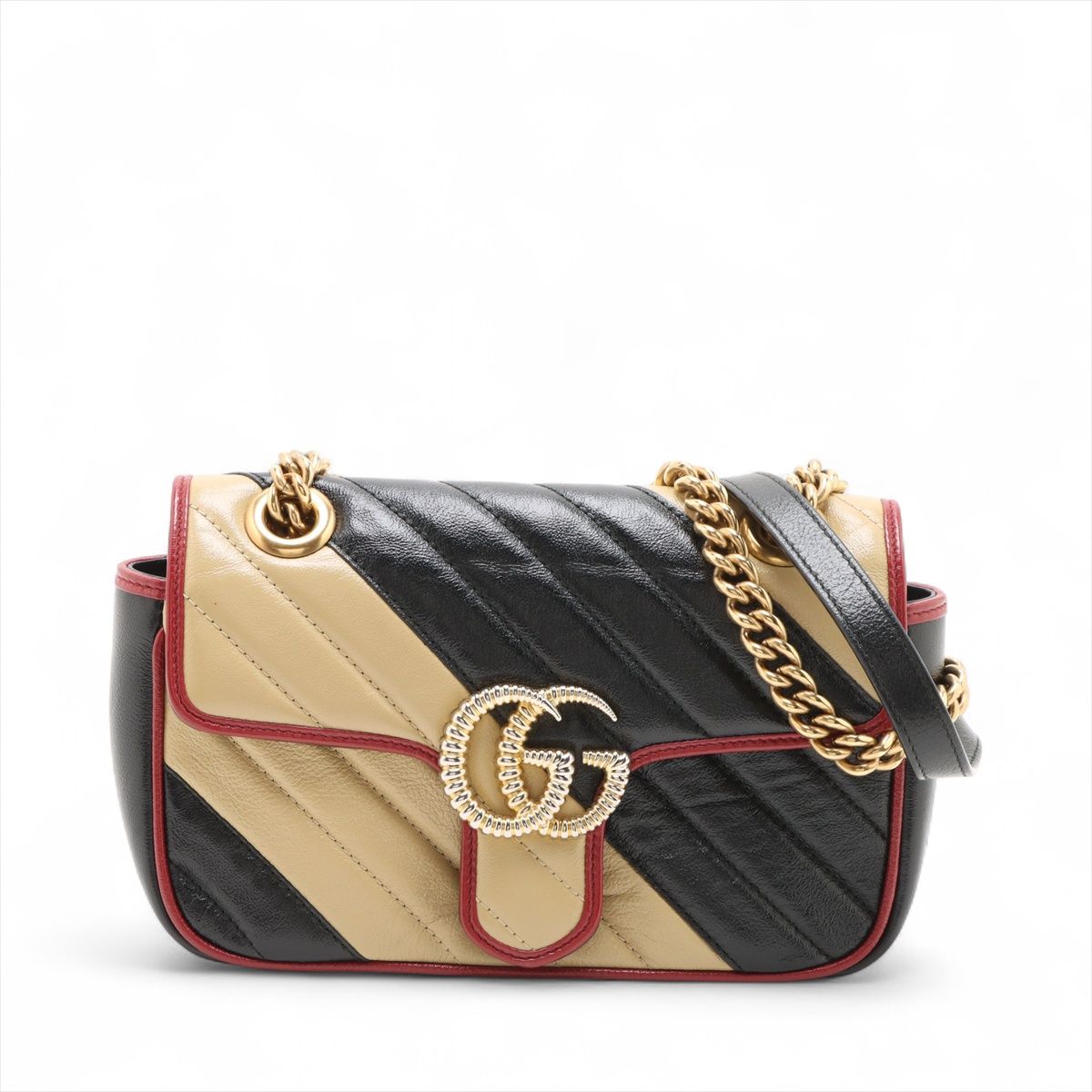 GUCCI - 【中古】グッチ GGマーモント レザー チェーンショルダーバッグ マルチカラー 446744