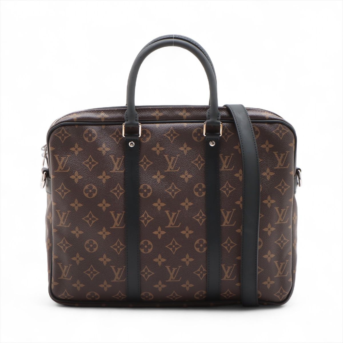 Attache Case - 【中古】ヴィトン モノグラムマカサー ポルトドキュマンヴォワヤージュPM M52005 ブラウン×ブラック