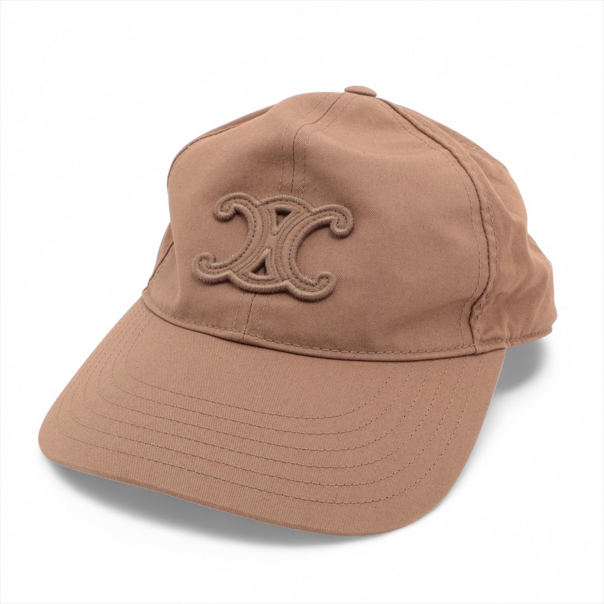 【中古】セリーヌ 2AUG4969P トリオンフ キャップ M コットン ブラウン