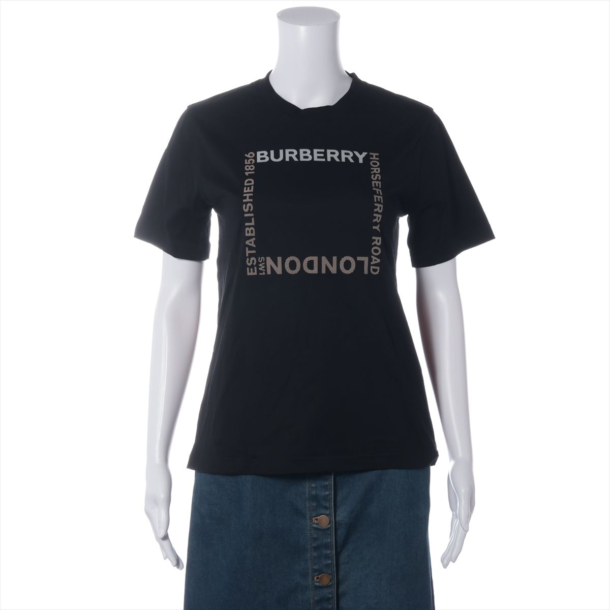 【中古】バーバリー ティッシ期 コットン Tシャツ XS レディース ブラック 8056048