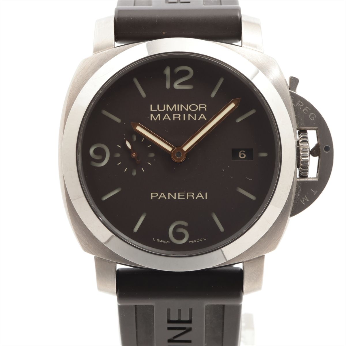 【中古】パネライ ルミノールマリーナ1950 3デイズ PAM00351 TI TI×ラバー AT ブラウン文字盤