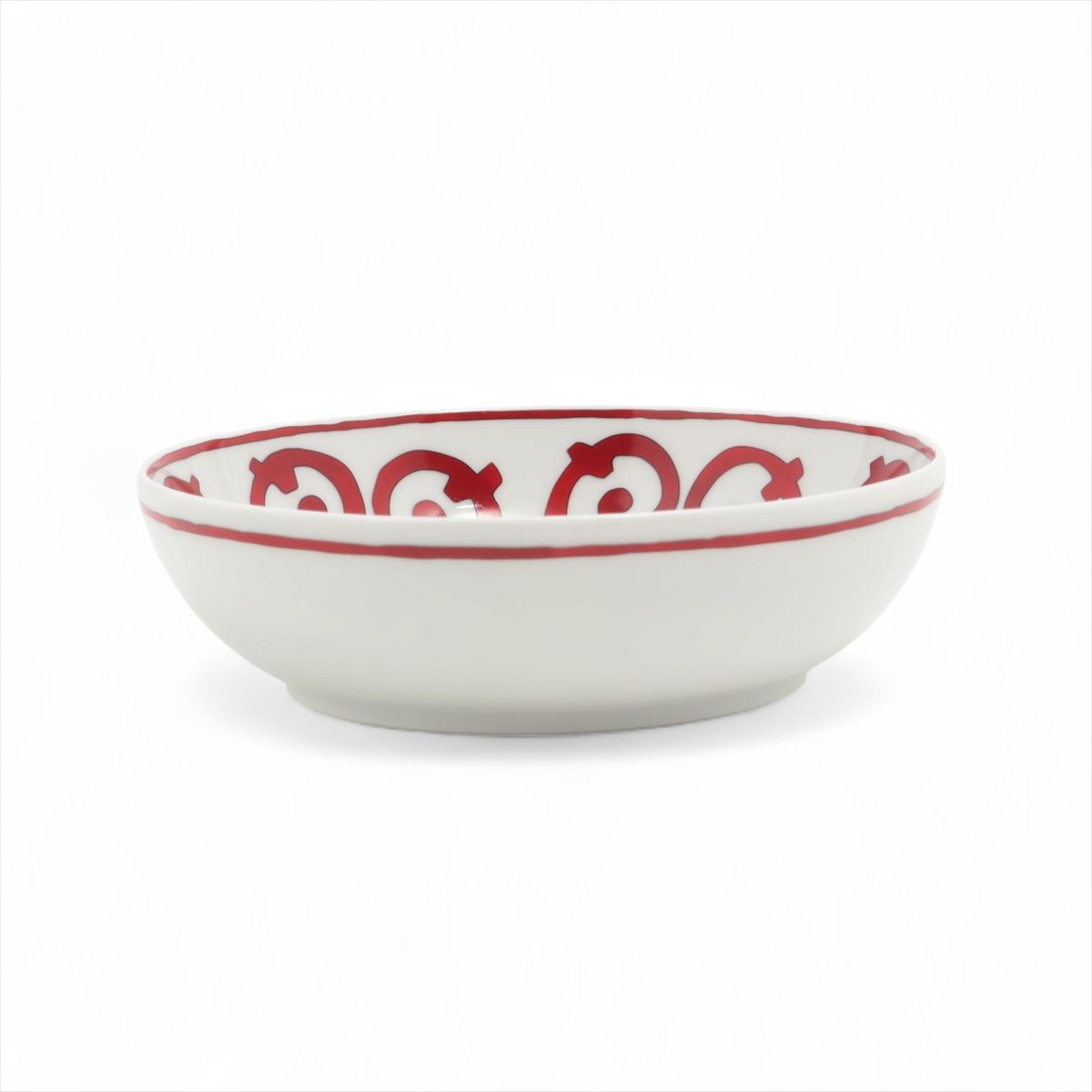 【中古】エルメス ガダルキヴィール シリアルプレート 陶器 レッド×ホワイト 底印「魚」(4.0)