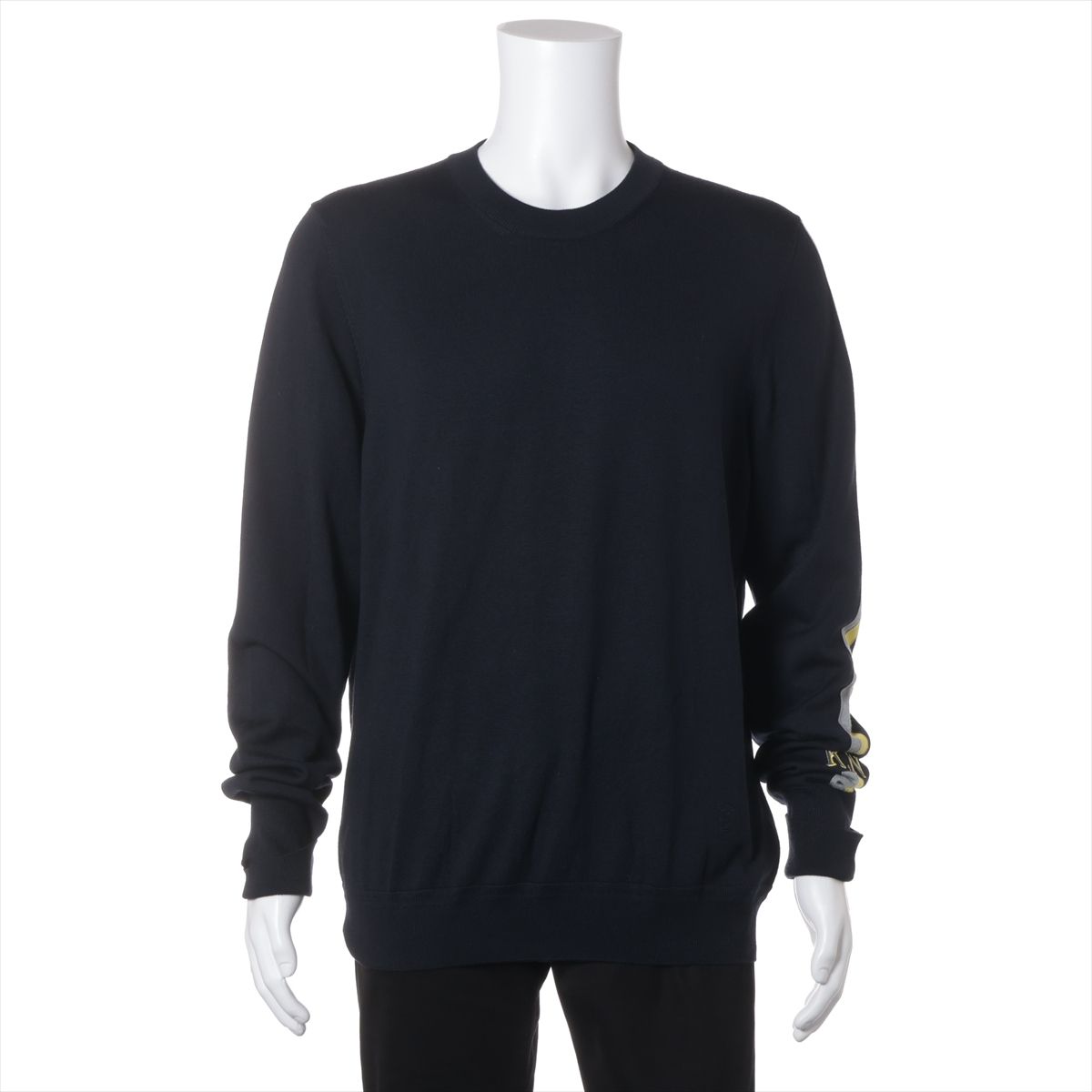 ヴィトン 19AW ウール×シルク ニット XXL メンズ ネイビー RM8831 MY LV WORLD TOUR イニシャル入り 毛羽立ち有