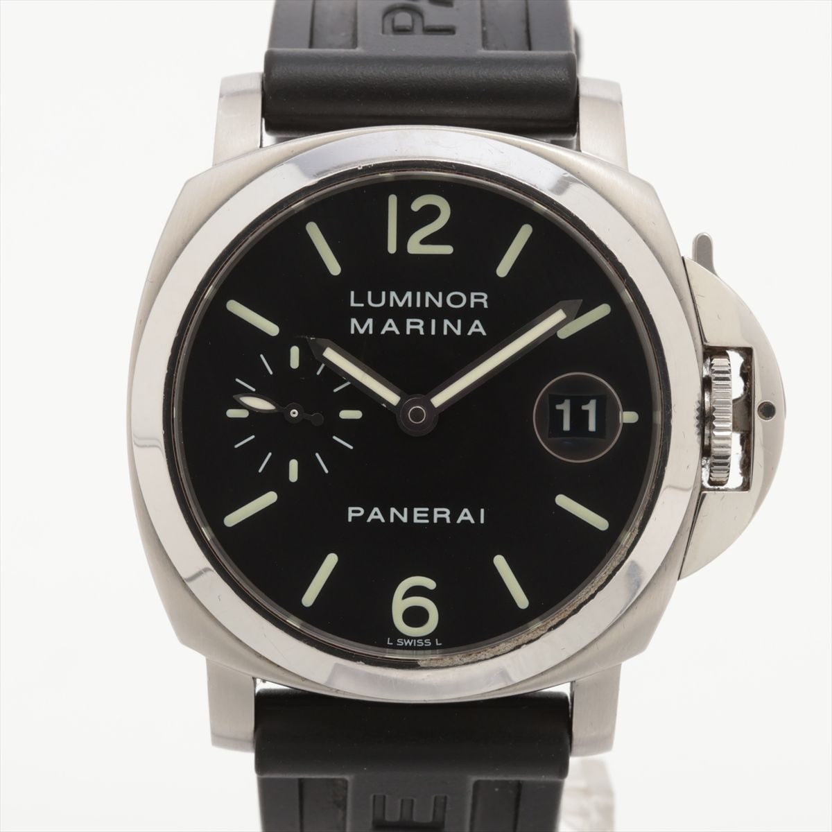 【中古】パネライ ルミノールマリーナ PAM00048 SS SS×ラバー AT ブラック文字盤