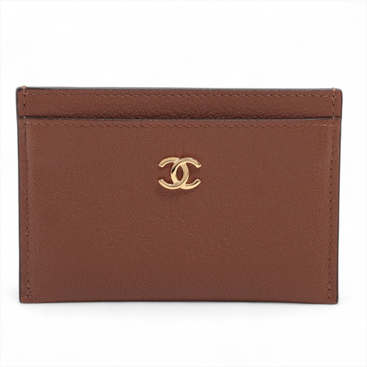 CHANEL - 【中古】シャネル ココマーク キャビアスキン カードケース ブラウン ゴールド金具 ランダムシリアル