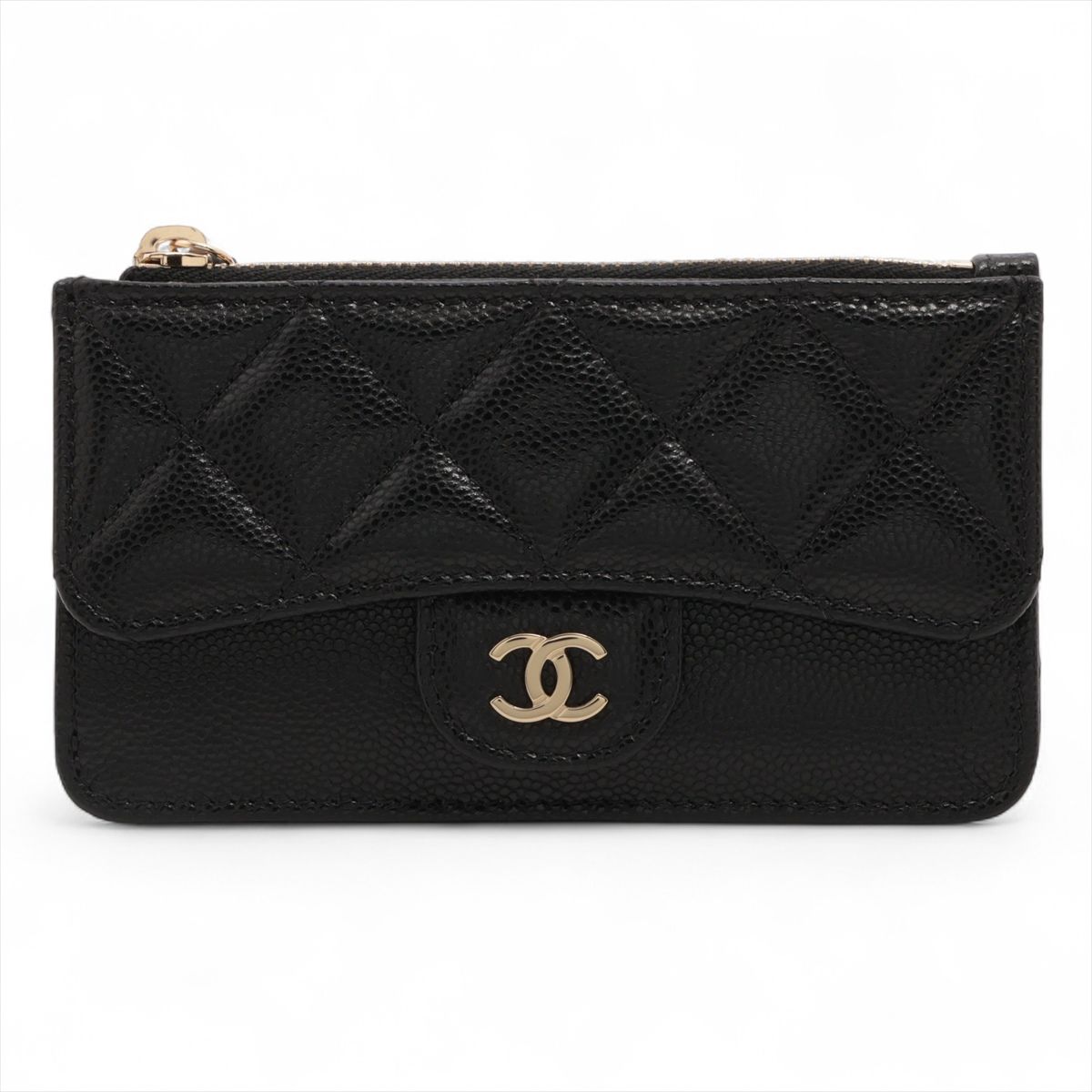 CHANEL - 【中古】シャネル マトラッセ キャビアスキン フラグメントケース ブラック ゴールド金具 ランダムシリアル