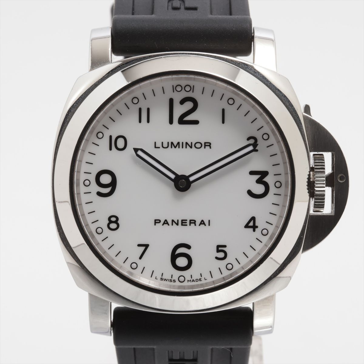 【中古】パネライ PAM00114 SS SS×ラバー 手巻き ホワイト文字盤