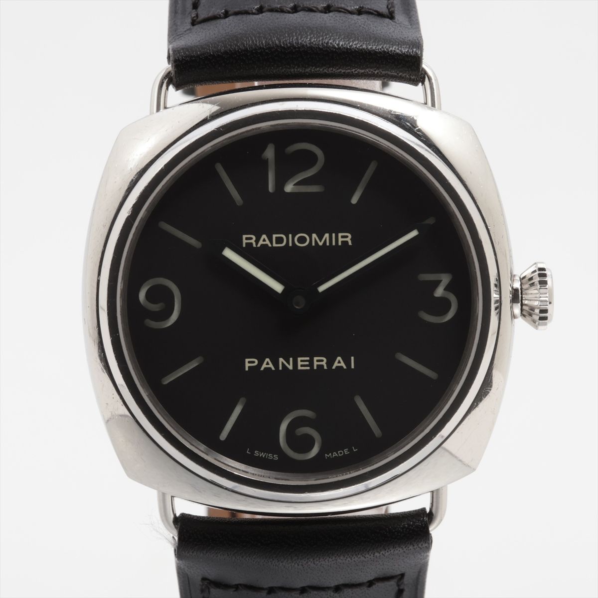 【中古】パネライ PAM00210 SS SS×革 手巻き ブラック文字盤 尾錠傷 ラジオミールベー ...