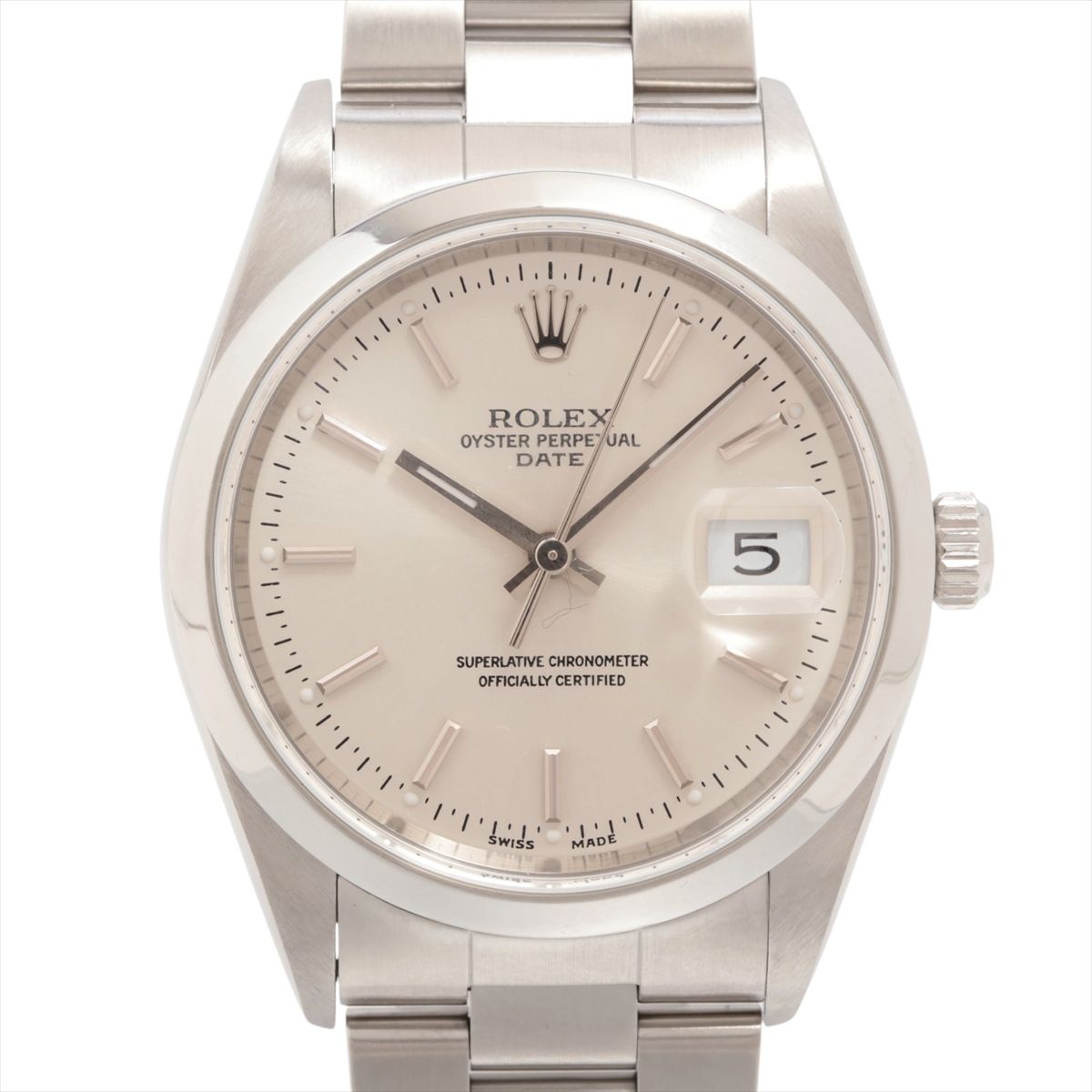【中古】ロレックス オイスターパーペチュアルデイト 15200 SS SS AT シルバー文字盤