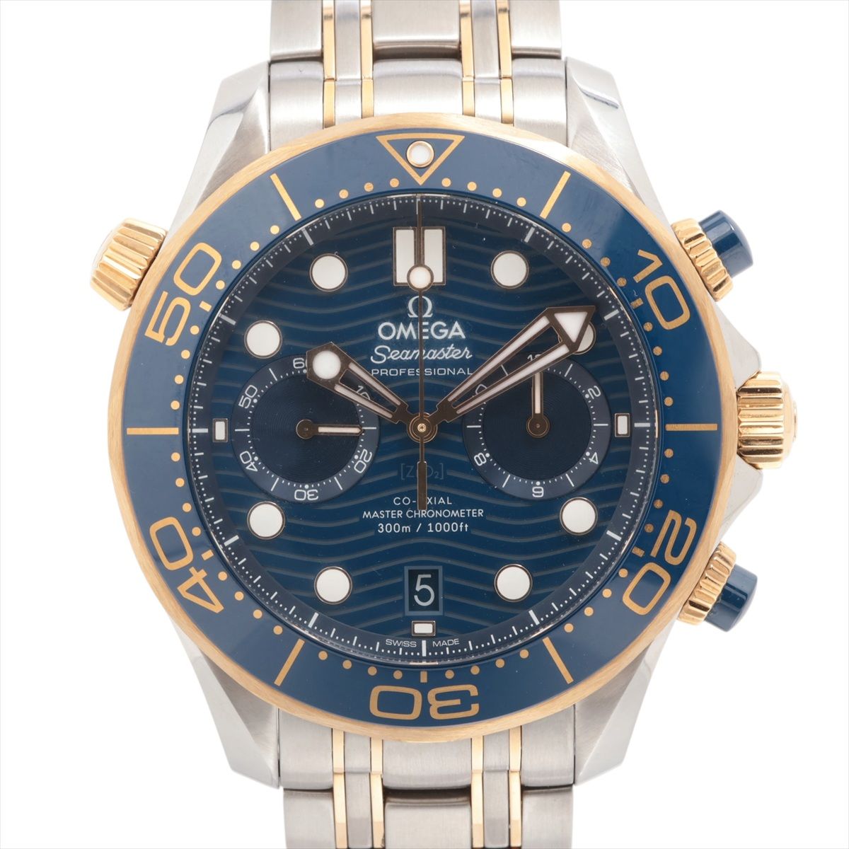 【中古】オメガ シーマスター ダイバー 300M コーアクシャル マスタークロノメーター 210.20.44.51.03.001 SS×YG SS×YG AT ブルー文字盤
