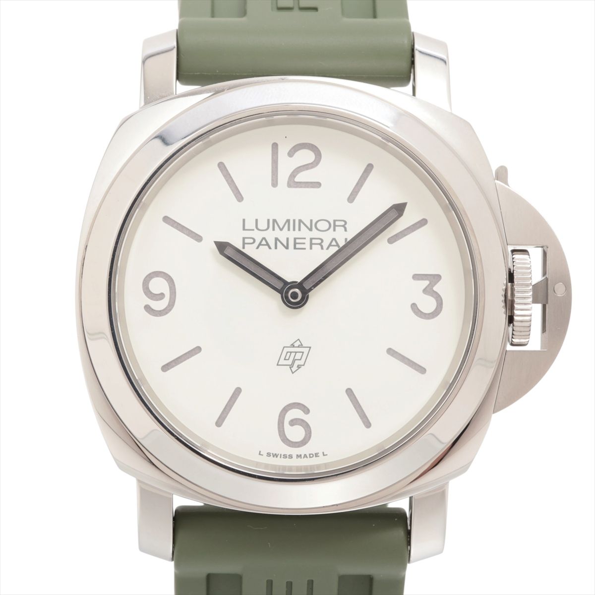 【中古】パネライ ルミノール ベース ロゴ PAM01087 SS SS×ラバー 手巻き ホワイト文字盤
