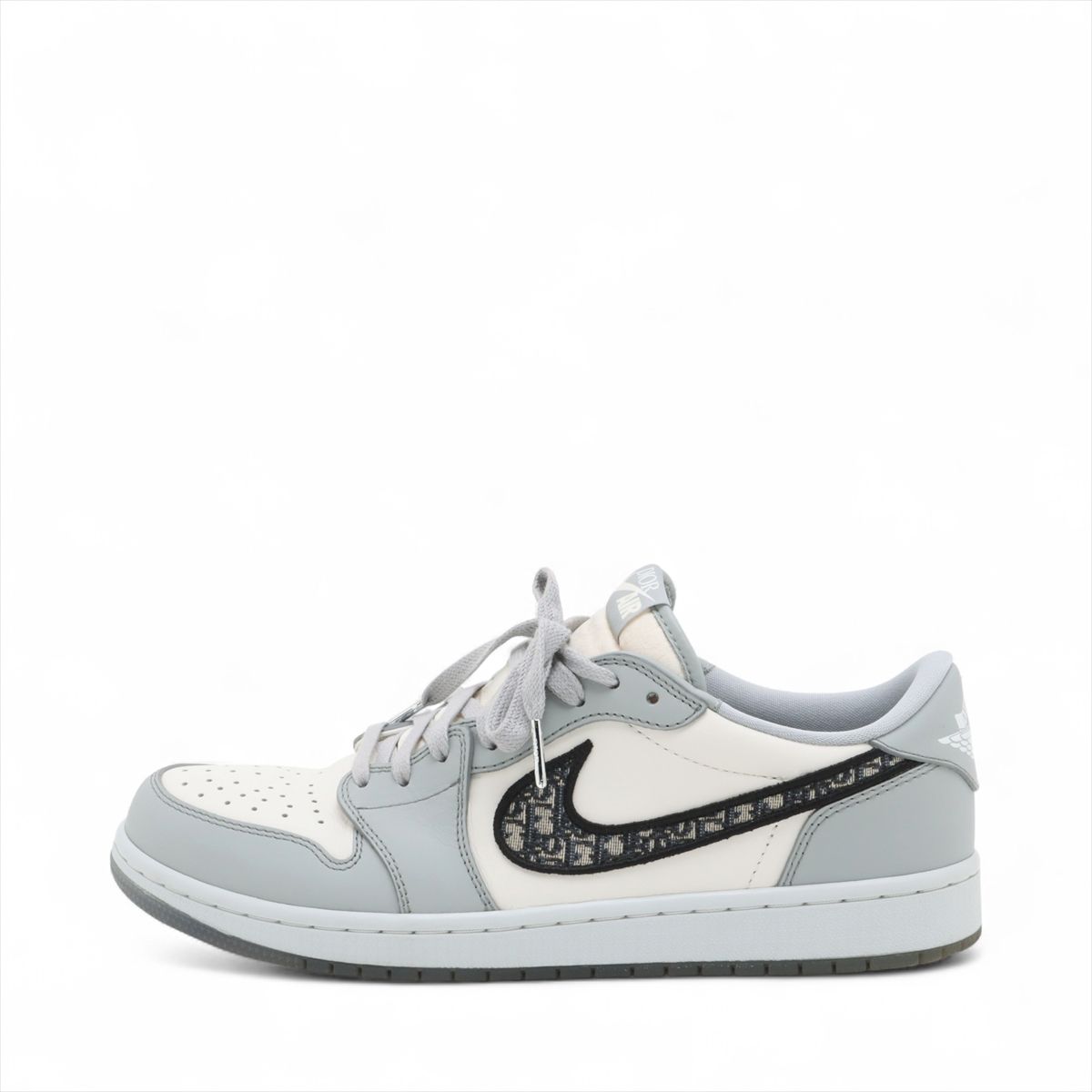 ディオール×ナイキ AIR JORDAN 1 LOW OG DIOR レザー スニーカー 28.5cm メンズ グレー×ホワイト CN8608-002 オブリーク 替えヒモ 替えインソール チャーム付属 箱有