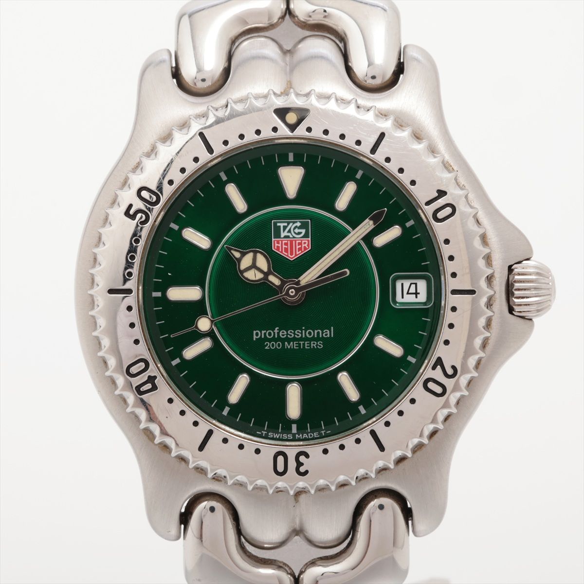 【中古】タグホイヤー プロフェッショナル200 WG111E SS SS QZ グリーン文字盤