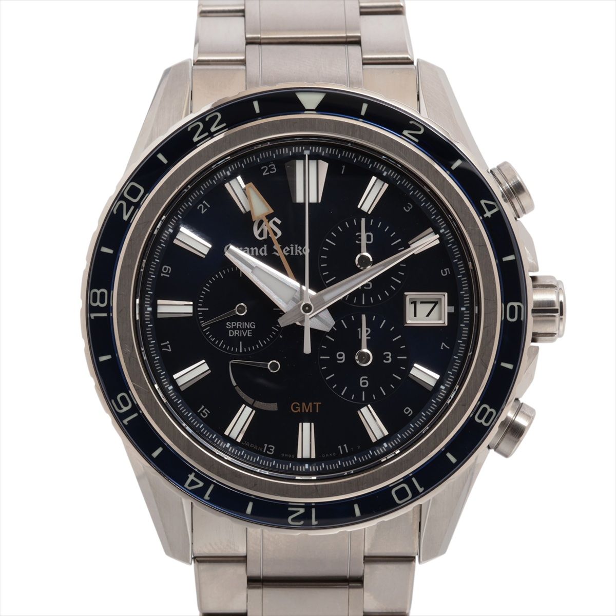 【中古】グランドセイコー エボリューション9 コレクション スプリングドライブ クロノグラフGMT 15周年記念限定モデル SBGC249 TI TI AT ブルー文字盤 あまりごま2