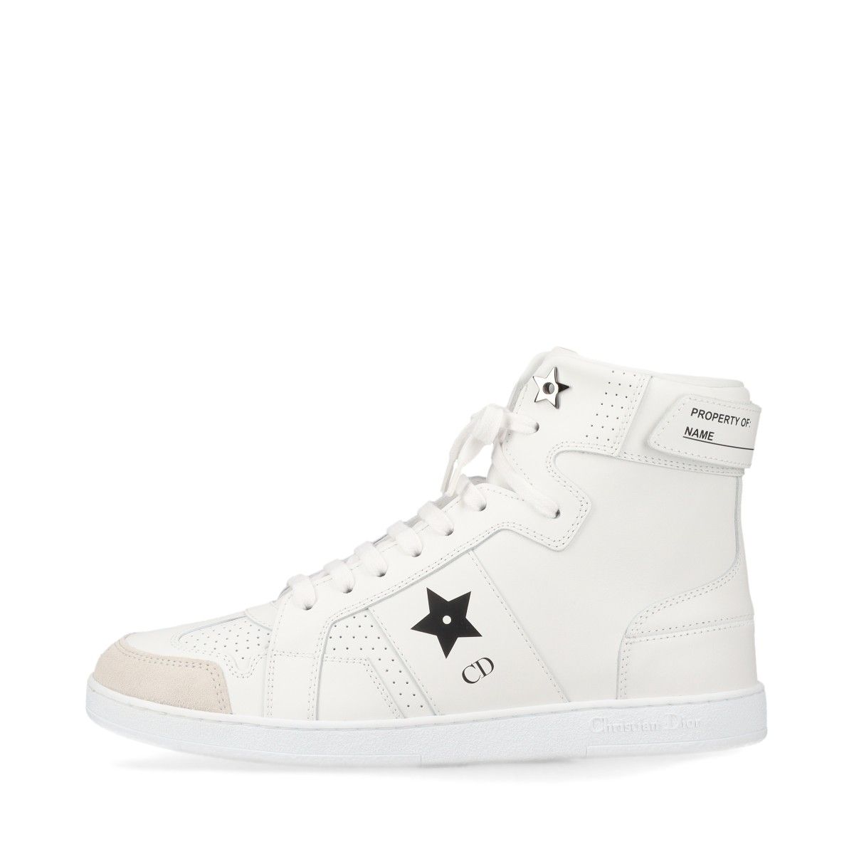 【中古】クリスチャンディオール ORS レザー×スエード ハイカットスニーカー 37 レディース ブラック×ホワイト LS0423 Dior Star ロゴ ハイトップ 替え紐 ベルクロパーツ予備 箱 保存袋あり