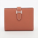 【中古】エルメス ベアンコンパクト ヴォーエプソン 財布 ゴールド シルバー金具 W:2024年