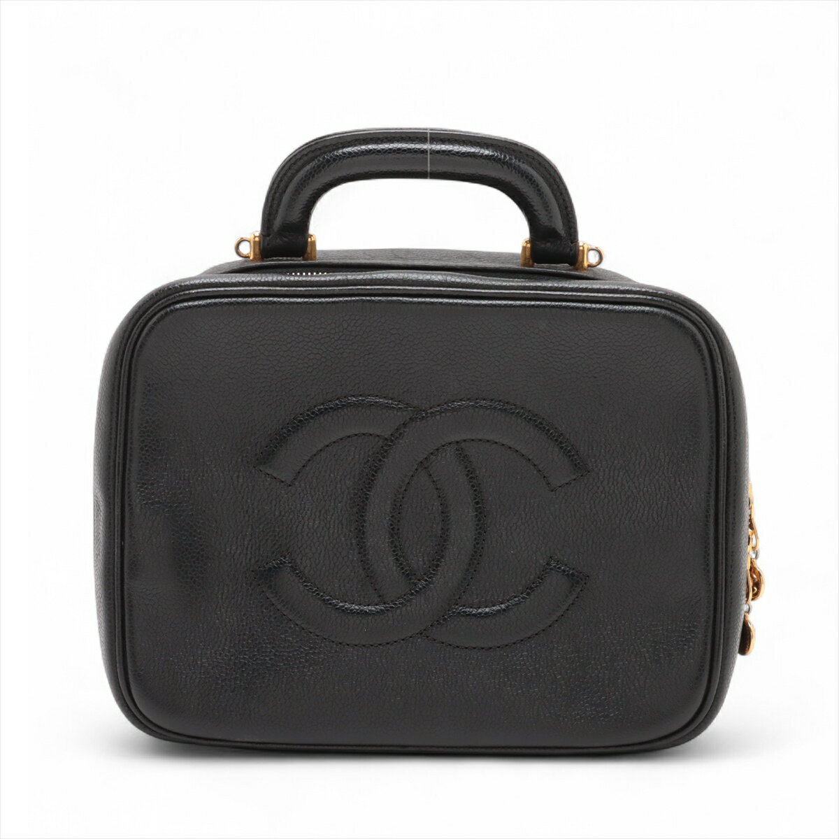 【中古】シャネル ココマーク キャビアスキン 2WAYハンドバッグ バニティ ブラック ゴールド金具 5番台のサムネイル