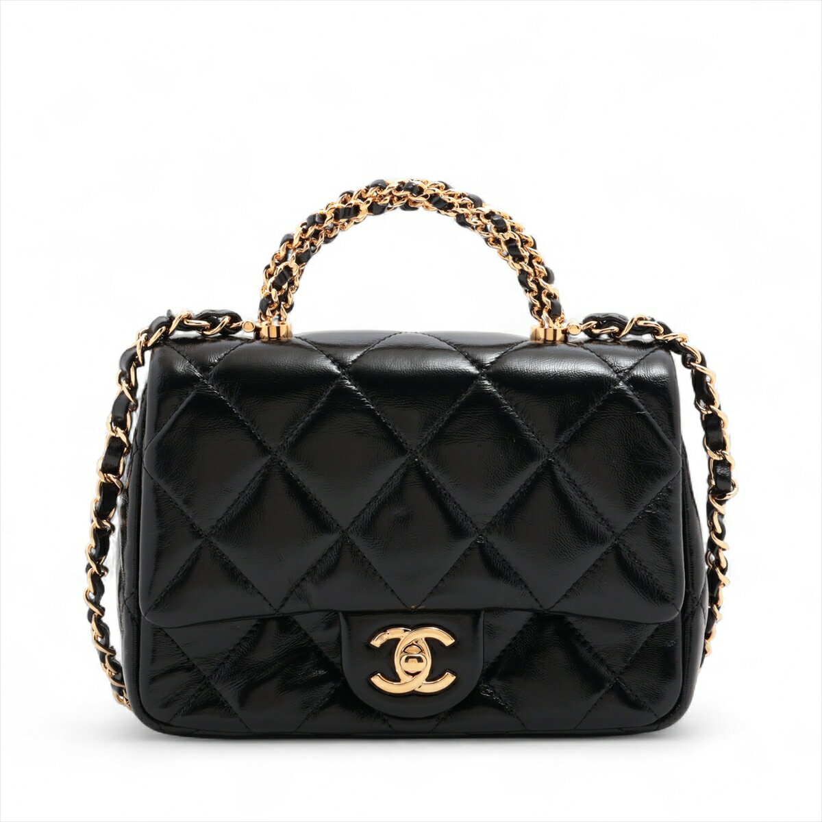 【中古】シャネル マトラッセ レザー 2WAYショルダーバッグ ブラック ゴールド金具 ランダムプレート AS5032のサムネイル