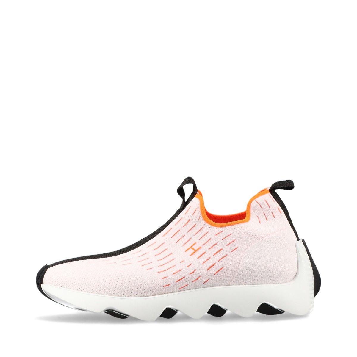 【中古】エルメス エクレール ニット スニーカー 38 1/2 レディース ホワイト 保存袋 箱あり